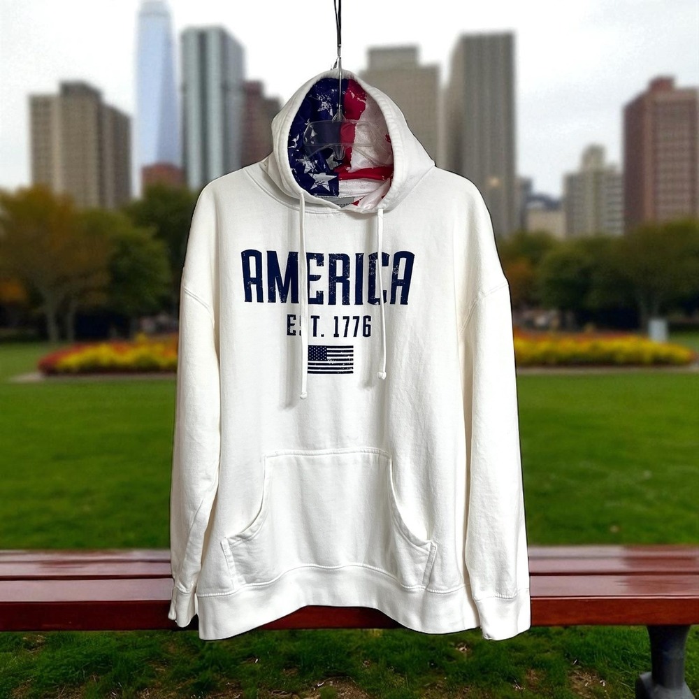 Artisans America Est 1776‎ Hoodie Pullover Kangaroo Pocket Sweatshirt W/Flaw